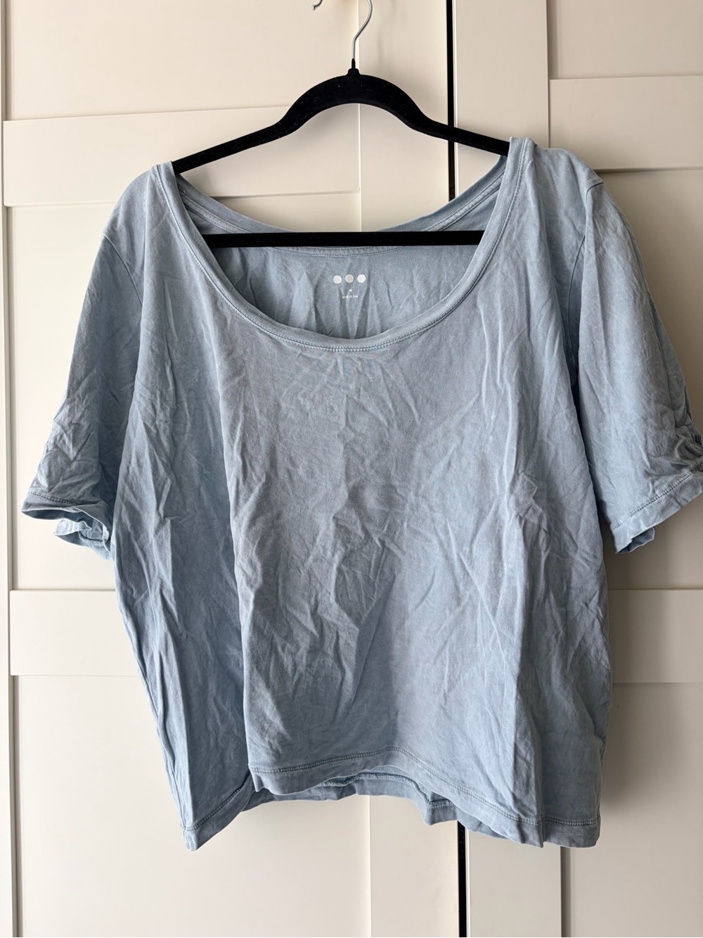 Three Dots Pale Blue Scoop Neck Short Sleeve Tee
